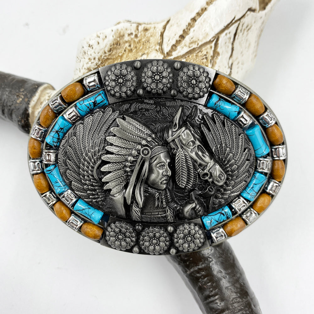 TOPACC Western Turquoise Indians Caballo Cinturón Hebilla Cobre/Bronce