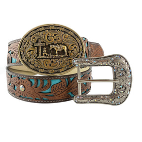 TOPACC Western Turquoise Belts - Horse Cross Sword Horse Belt Buckle Copper/Bronze