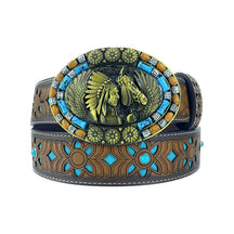 Cinturones TOPACC Western Turquoise - Oval Turquoise Indians Hebilla #2 Cobre/Bronce