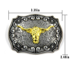 TOPACC Texas Longhorn Bull Buckle Bronze/Two Tone