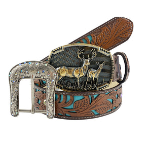 TOPACC Western Turquoise Belts - Deer American flag Hebilla de cinturón Cobre/Bronce
