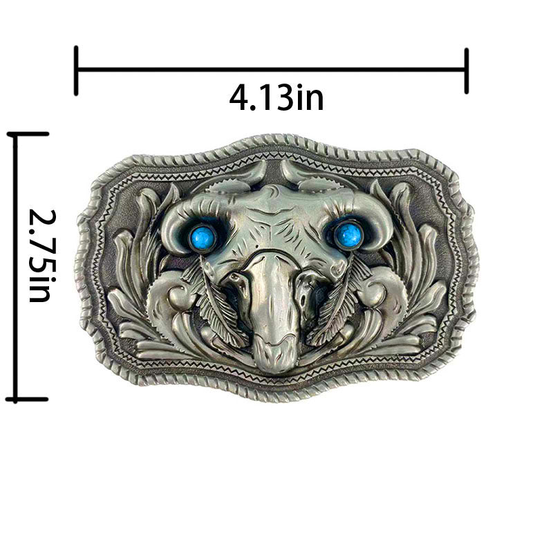 TOPACC Western Square Turquoise Bull Head Buckle Copper/Bronze