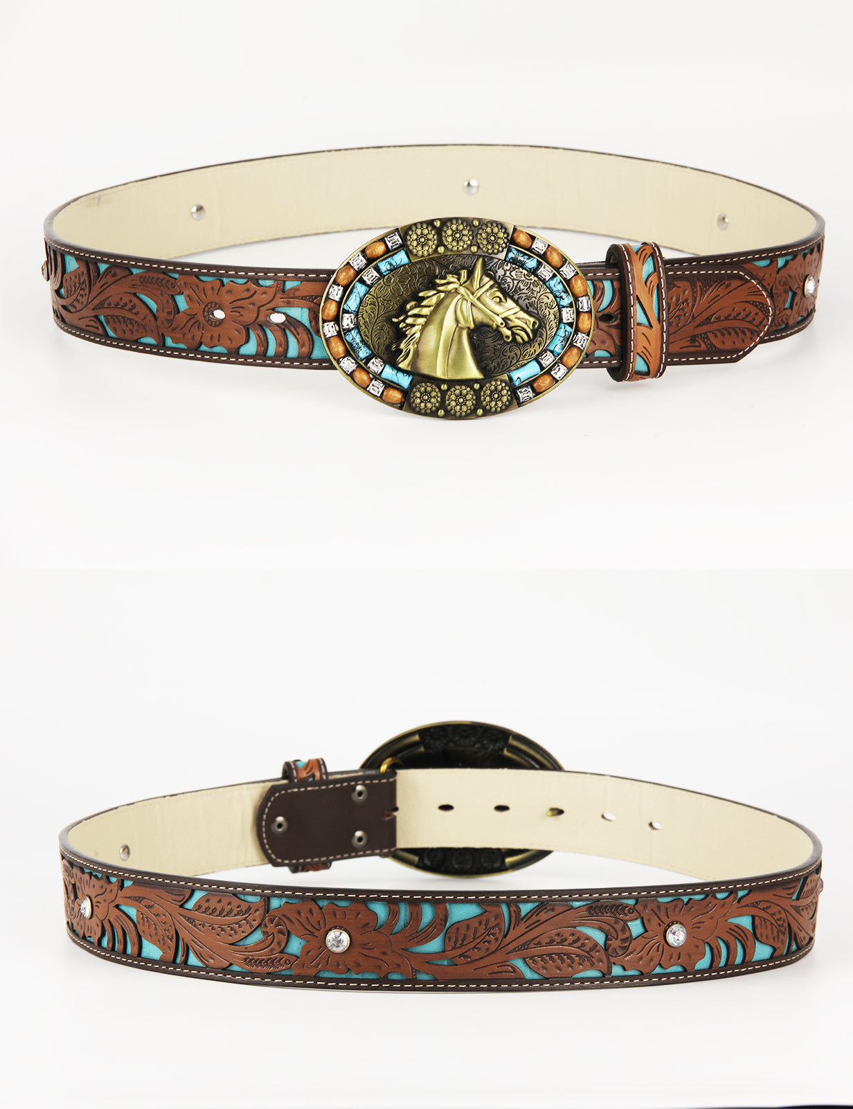 TOPACC Western Turquoise Belts - Turquoise Horse Belt Buckle Cobre/Bronce