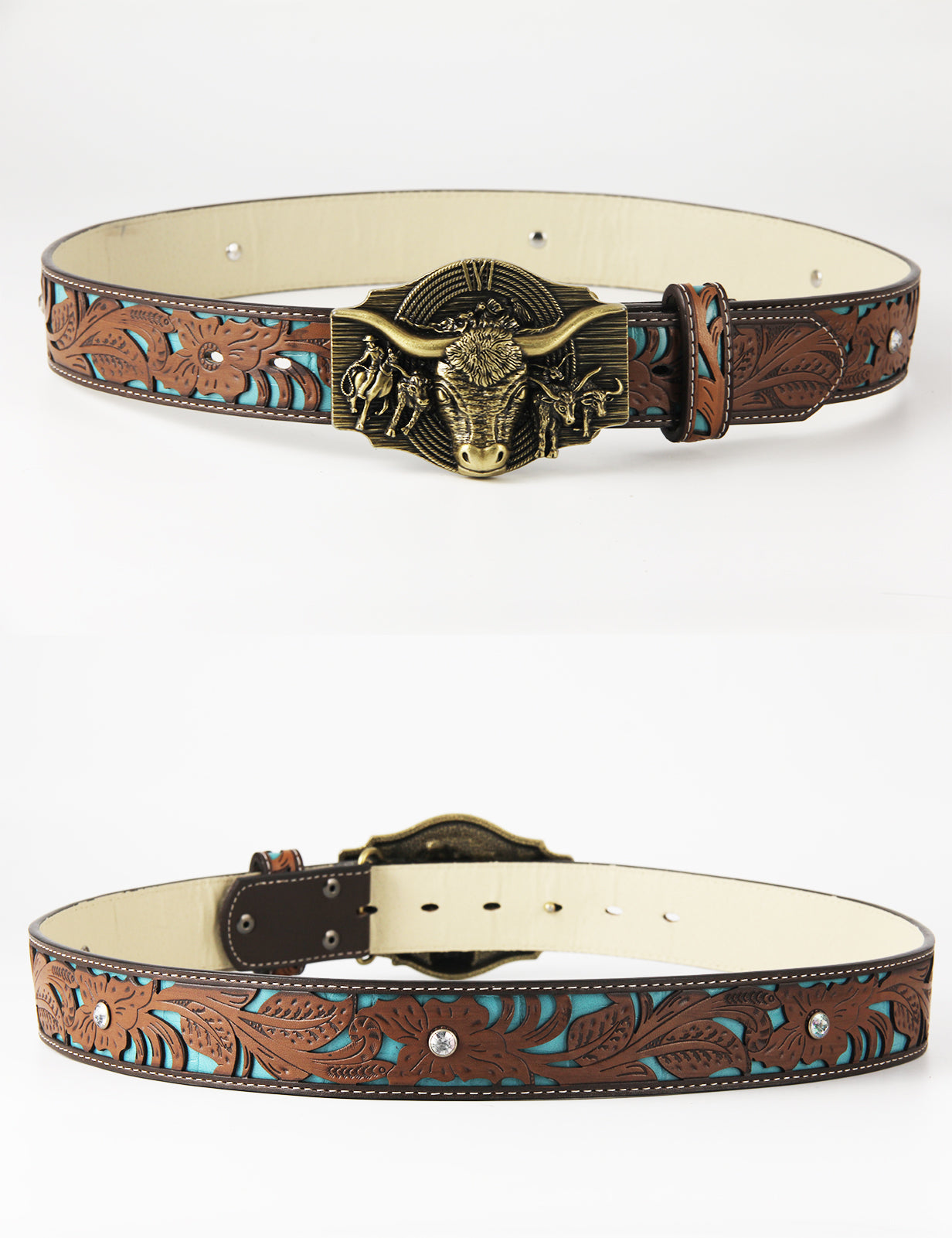 TOPACC Western Turquoise Belts - Buckle with Block