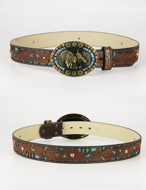 TOPACC Western Turquoise Belts - Turquoise Indians Belt Buckle Cobre/Bronce