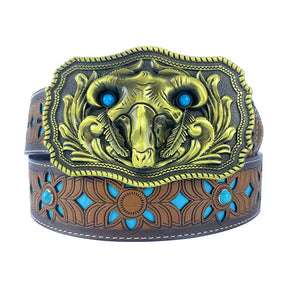 TOPACC Western Turquoise Belts - Square Turquoise Bull Head Buckle Copper/Bronze