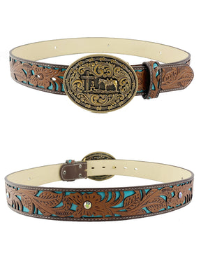 TOPACC Western Turquoise Belts - Horse Cross Sword Horse Belt Buckle Copper/Bronze