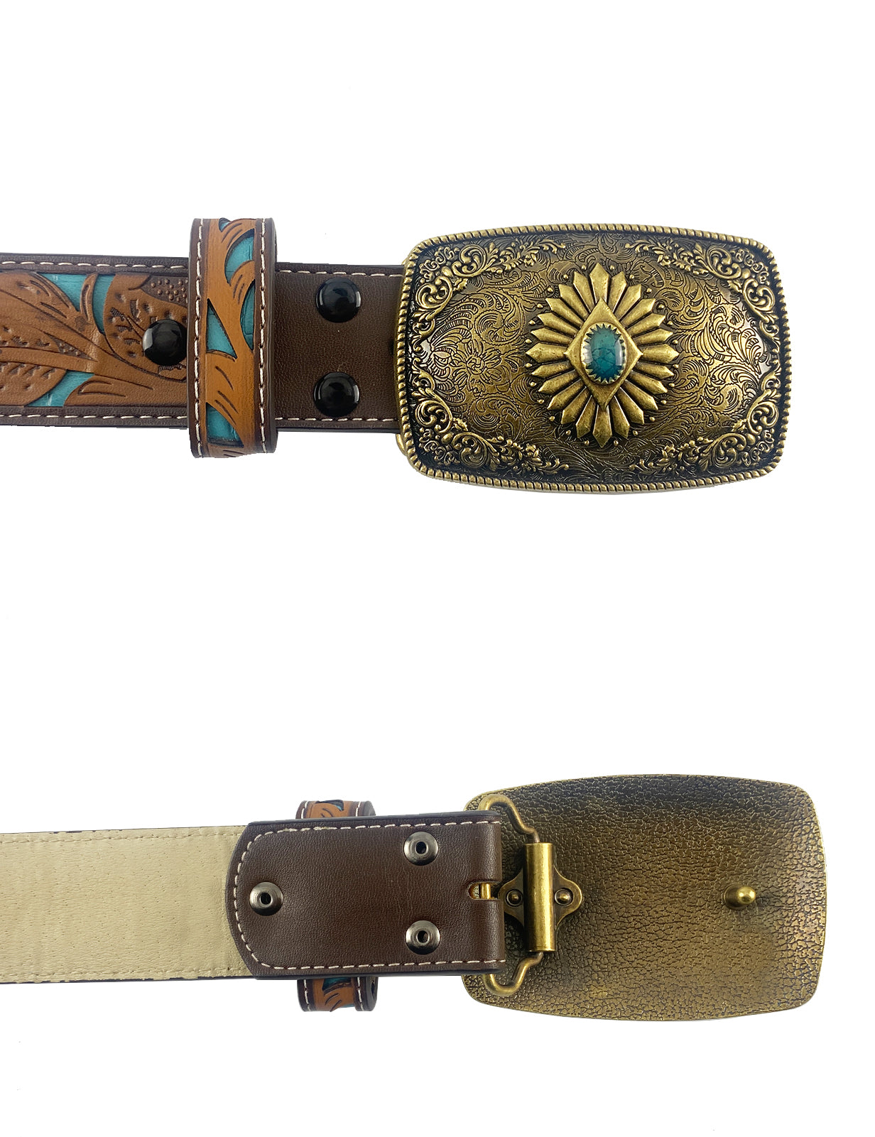 TOPACC Western Turquoise Belts - Square Turquoise Belt Buckle Cobre/Bronce