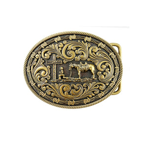 TOPACC Western Cross Cavalo Cowboy Cowgirl Fivela de Cinto Cobre/Bronze