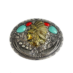 TOPACC Turquoise Indians Belt Buckle