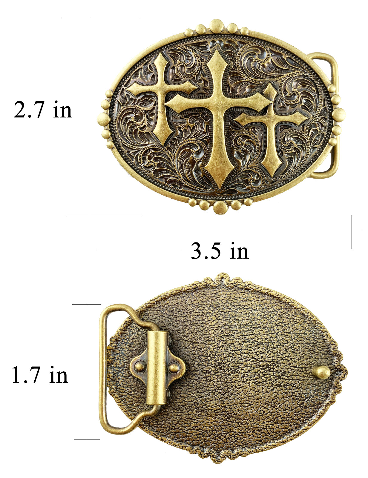 TOPACC Western fivela de cinto com três cruzes cobre/bronze