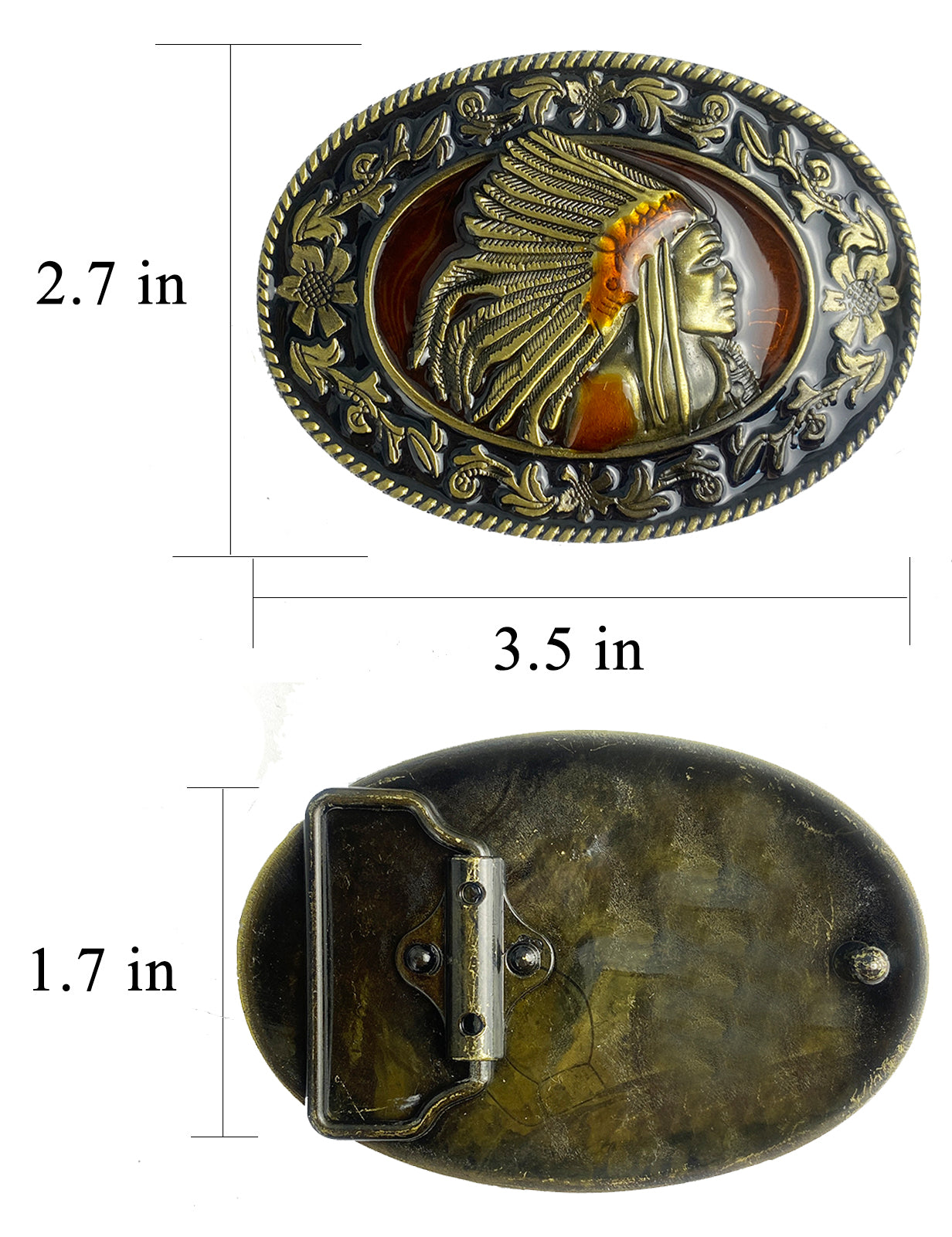 Hebilla de cinturón de aceite de goteo de bronce indios TOPACC
