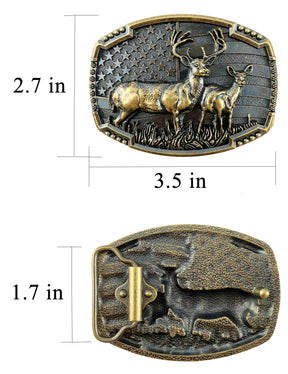TOPACC Western Deer American flag Belt Buckle Copper/Bronze