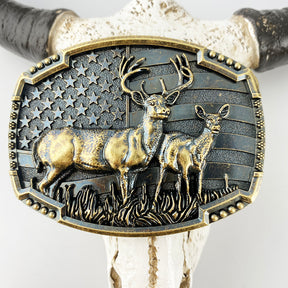TOPACC Western Deer bandeira americana fivela de cinto cobre/bronze