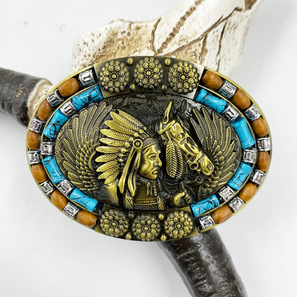 TOPACC Turquesa Ocidental Cinto Indiano Cavalo Fivela Cobre/Bronze