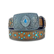 TOPACC Western Turquoise Belts - Square Turquoise Buckle#2 Copper/Bronze