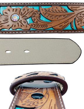 TOPACC Western Turquoise Belts -  Luminous Stone 3D Scorpion Belt Buckle Copper/Bronze