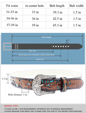TOPACC Western Turquoise Belts for Women Men Cowgirl Cowboy Country Fa